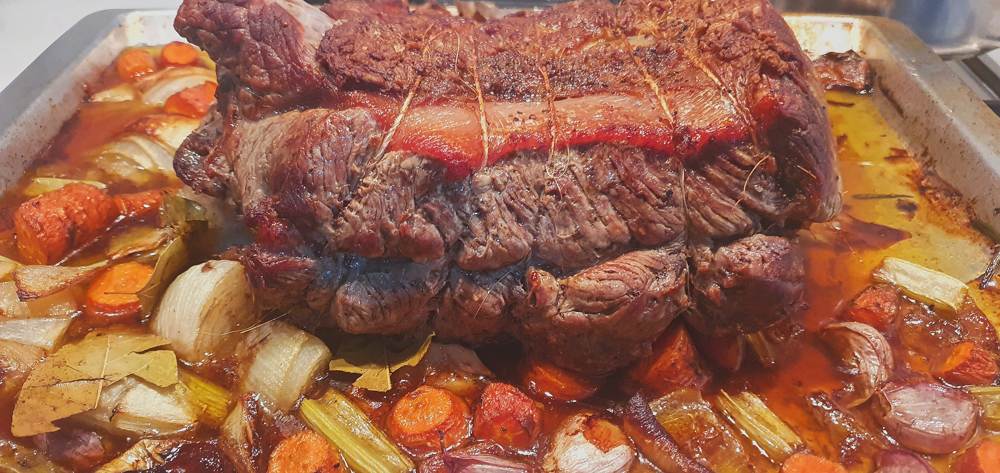 roast beef con verduras al horno
