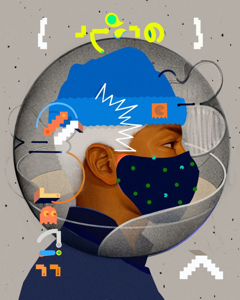 Dibujo mascarlla no contagiarse